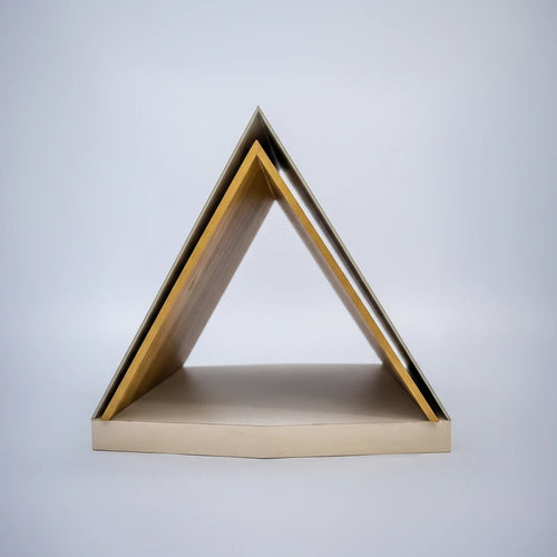 Barkkey Cozzy Junior Villa pyramid-shaped wooden pet house with a white exterior and warm wood-grain interior.