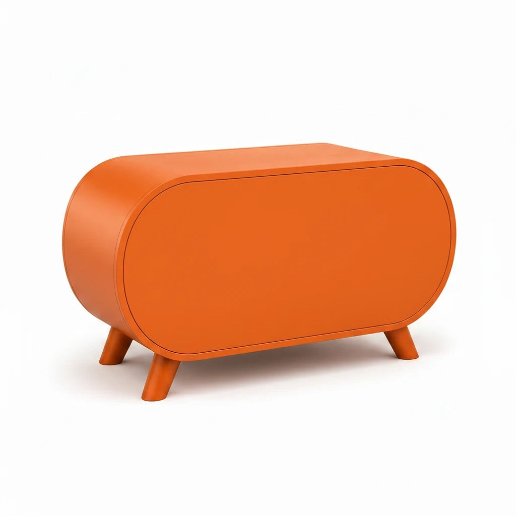 Barkkey DUO orange pet furniture with a rounded architectural design and four sturdy legs for two pets.